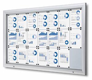 Bacheca da esterno con illuminazione LED, formato 21xA4, profili in alluminio silver, vetro temperato ESG IP56