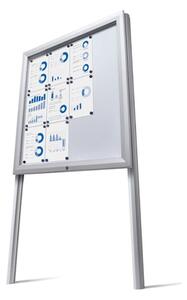 Coppia montanti in alluminio anodizzato silver H 250 cm per bacheche CITY100, con staffe da interramento