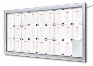 Bacheca da esterno con LED, apertura a ribalta e pistoni a gas, alluminio silver, 27xA4, 212,5x106,7 cm