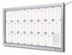 Bacheca da esterno illuminata a LED, apertura a ribalta con pistoni a gas e vetro temperato - formato 24xA4, 190x107 cm