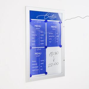 Bacheca da esterno a LED formato 4xA4, profili in alluminio anodizzato silver, anta in policarbonato, 515x790 mm