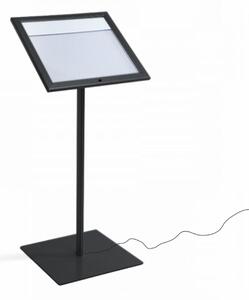 Bacheca porta men� da esterno CITY312/NLED con illuminazione LED, base autoportante e anta in policarbonato, formato 2xA