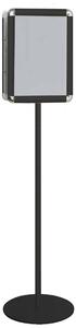 Struttura autoportante bifacciale con 2 cornici a scatto A3, finitura nera, altezza 1508 mm