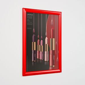 Cornice a Scatto A3 in Alluminio Rosso RAL3020 - Profilo 25mm, Angoli Vivi, PVC Antiriflesso 29,7x42 cm