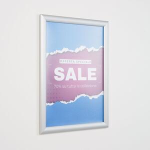 Cornice a Scatto A3 29,7x42 cm Alluminio Silver, Profilo 25mm, Angoli Vivi, PVC Antiriflesso