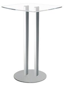 Tavolino Help Desk in plexiglass trasparente 52x80 cm con base in alluminio anodizzato silver, altezza 105 cm