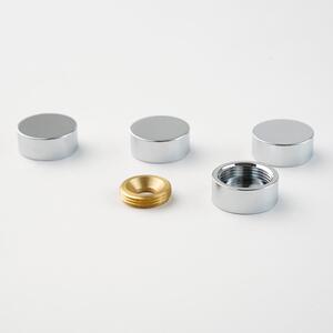 Coprivite in alluminio finitura cromato lucido, diametro 15 mm e spessore 6 mm - per targhe, specchi e pannelli