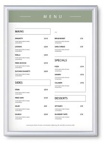 Cornice a scatto in alluminio anodizzato silver, formato A2 42x59,4 cm, profilo 25 mm, PVC antiriflesso