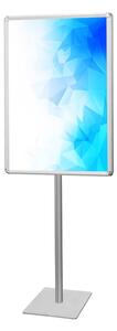 Struttura espositiva autoportante bifacciale con 2 cornici a scatto 50x70 cm, montante in alluminio silver, altezza 175
