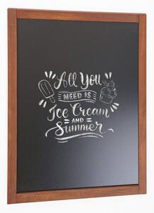 Lavagna da parete con cornice in legno di faggio massiccio, finitura dark wood, formato 60x80 cm