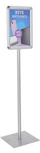 Espositore da terra monofacciale per poster A3, struttura in alluminio silver �40mm, base 36x36cm, H150cm