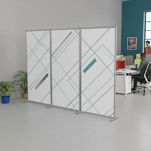 Parete divisoria singola in forex bianco 100x190 cm, struttura in alluminio anodizzato con piedini, uso interno
