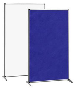 Parete divisoria singola bifacciale 100x190 cm, alluminio anodizzato, panno feltro blu e superficie magnetica bianca