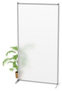 Parete divisoria singola 100x190 cm in policarbonato alveolare bianco satinato con struttura in alluminio e piedini