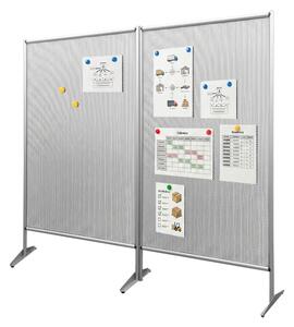Parete divisoria doppia autoportante in lamiera microforata magnetica, alluminio silver, 210x190 cm - WHL213