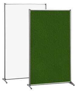 Parete divisoria bifacciale 100x190 cm, feltro verde e superficie magnetica bianca in alluminio anodizzato