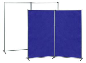 Parete divisoria doppia bifacciale magnetica/feltro blu 209x190 cm, struttura alluminio anodizzato silver