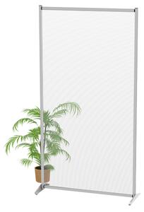 Parete divisoria singola 100x190 cm policarbonato alveolare semi-trasparente, struttura alluminio, piedini metallo