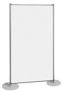 Parete divisoria singola in policarbonato alveolare satinato bianco 100x190 cm con basi rotonde in metallo