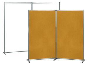Parete divisoria doppia bifacciale 100x190 cm, superficie magnetica bianca e panno in feltro beige, struttura in allumin