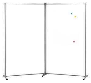 Parete Divisoria Doppia Magnetica 209x190 cm, Struttura in Alluminio Anodizzato e Superficie Scrivibile