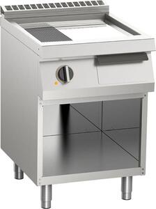 Piastra per griglia elettrica KBS, scanalata per 1/3, cromata, 7,5 kW, 2 zone di riscaldamento, base aperta