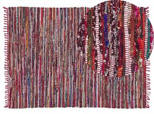 Tappeto tappetino Multicolore Cotone Poliestere 140 x 200 cm A Righe con Frangia Rettangolare Fatto a Mano Boho Eclettico Beliani