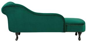 Chaise longue di colore Verde versione destra in Velluto abbottonato testa chiodata Stile Chesterfield Beliani