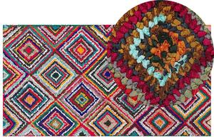 Tappeto di pezza Tappeto fatto a mano bohémien intrecciato in cotone Multicolore 80 x 150 cm Beliani