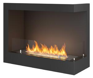 Camino a Bioetanolo da Incasso 60x45 cm Corner 600 Right Destro Nero con Vetro