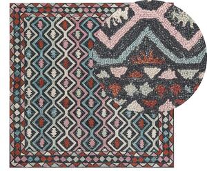 Tappeto moderno con motivo geometrico tribale 200 x 200 cm multicolore camera da letto salotto Beliani