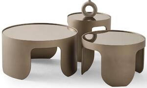 Tavolino da caffè rotondo, design moderno, ideale per il soggiorno, colore beige, comfort elevato, nuovo, lusso, comfort