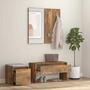 Set di mobili da corridoio The Living Store in legno rovere fumé