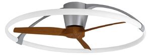 Ventilatore da soffitto LED intelligente Nepal, argento/noce Mantra Iluminación, Nepal, dimmerabile, Legno, Soggiorno, Metallo, Moderno