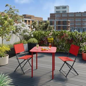 Tavolo da giardino Cafe in acciaio con piano in alluminio rosso per 4 persone 70x70cm