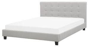 Letto imbottito tessuto grigio chiaro rete a doghe testiera trapuntata 160 x 200 cm Beliani