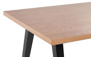 Tavolo in legno chiaro e nero piano MDF gambe legno di caucciù 150 x 90 cm Beliani