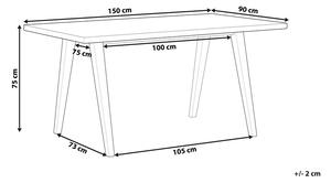 Tavolo in legno chiaro e bianco piano MDF gambe legno di caucciù 150 x 90 cm Beliani