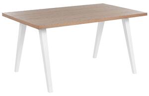 Tavolo in legno chiaro e bianco piano MDF gambe legno di caucciù 150 x 90 cm Beliani
