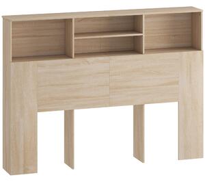 HOMCOM Testiera Letto con 4 scomparti aperti, 140 x 19 x 103,5 cm, Legno naturale | Aosom Italy
