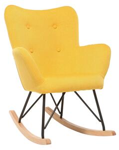 Sedia a dondolo design tessuto giallo piedi metallo e quercia BABY BRISTOL