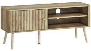 HOMCOM Mobile porta TV con anta scanalata, ripiano regolabile e foro per cavi, 115x35x49 cm, Rovere | Aosom Italy