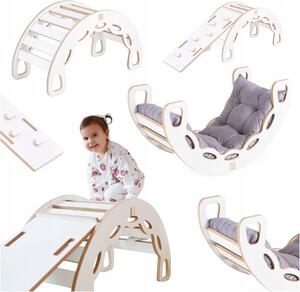 MISIOO Arco per arrampicata con cuscino - Dondolo per bambini con bordi arrotondati per la sicurezza - MDF bianco - Superficie laminata - 90x41x50 cm