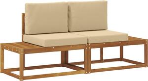 Divano da Esterno con cuscino 2 Pezzo Naturale e Beige
