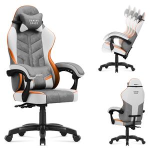 Sedia da gioco Huzaro Force 2.7 Grey - sedia girevole ergonomica in velluto con schienale regolabile, cuscino lombare e poggiatesta, fino a 140 kg