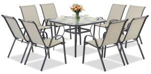 Set di mobili da giardino in metallo grigio chiaro Modena per 8 persone con tavolo quadrato Garden Point