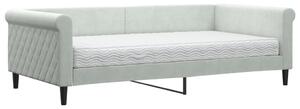 VidaXL Divano letto con materasso Grigio chiaro 100x200 cm Velluto