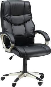 HOMCOM Sedia da ufficio Sedia direzionale con funzione dondolo Sedia da ufficio Sedia da scrivania Sedia ergonomica girevole Seduta sportiva Schienale alto Similcuoio nera Metallo 70 x 58 x 114-124 cm
