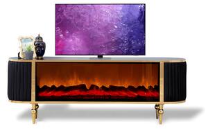 Mobile TV artistico con effetto camino Illuminazione a LED Lati decorativi in tessuto