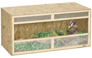 PawHut Terrario in legno OSB per rettili con porta scorrevole in vetro - 100 x 47 x 47 cm naturale